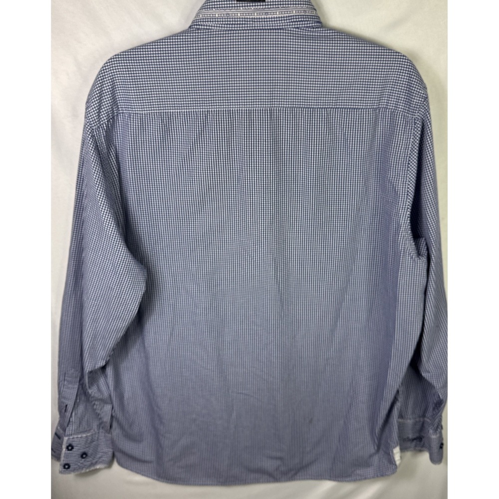 Coogi Luxe Men's XL Blue White Check Shirt Contrast Trim Embroidered Logo - Picture 2 of 8